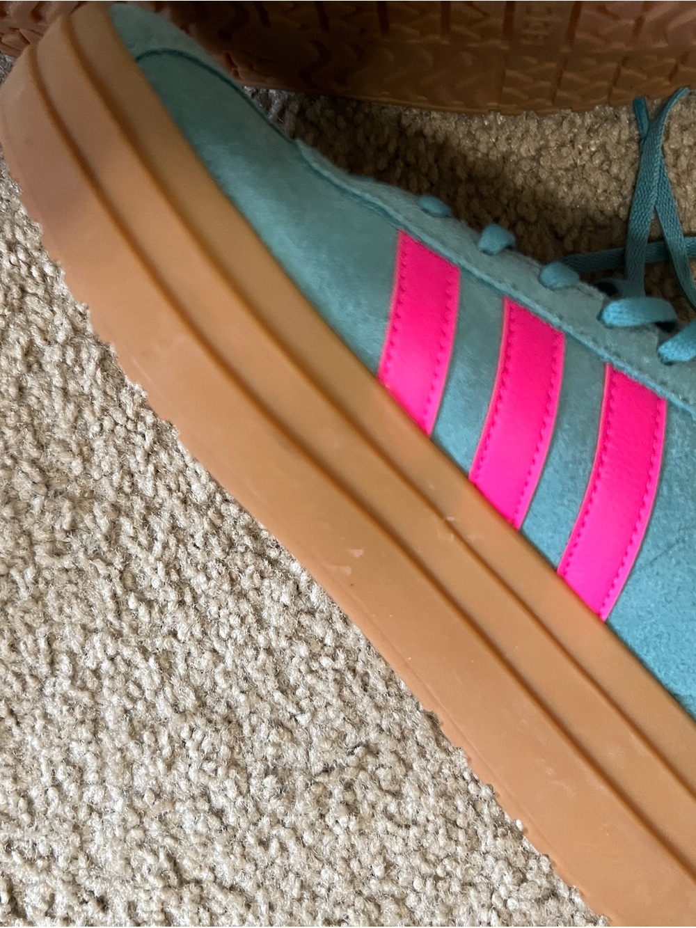 adidas VL Court Bold Teal & Hot Pink Platform Sneakers - Picture 4 of 7
